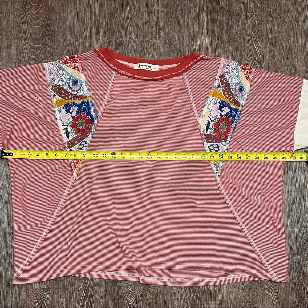 Three Bird Nest Britt Patchwork Top Red Stripe Bo… - image 3